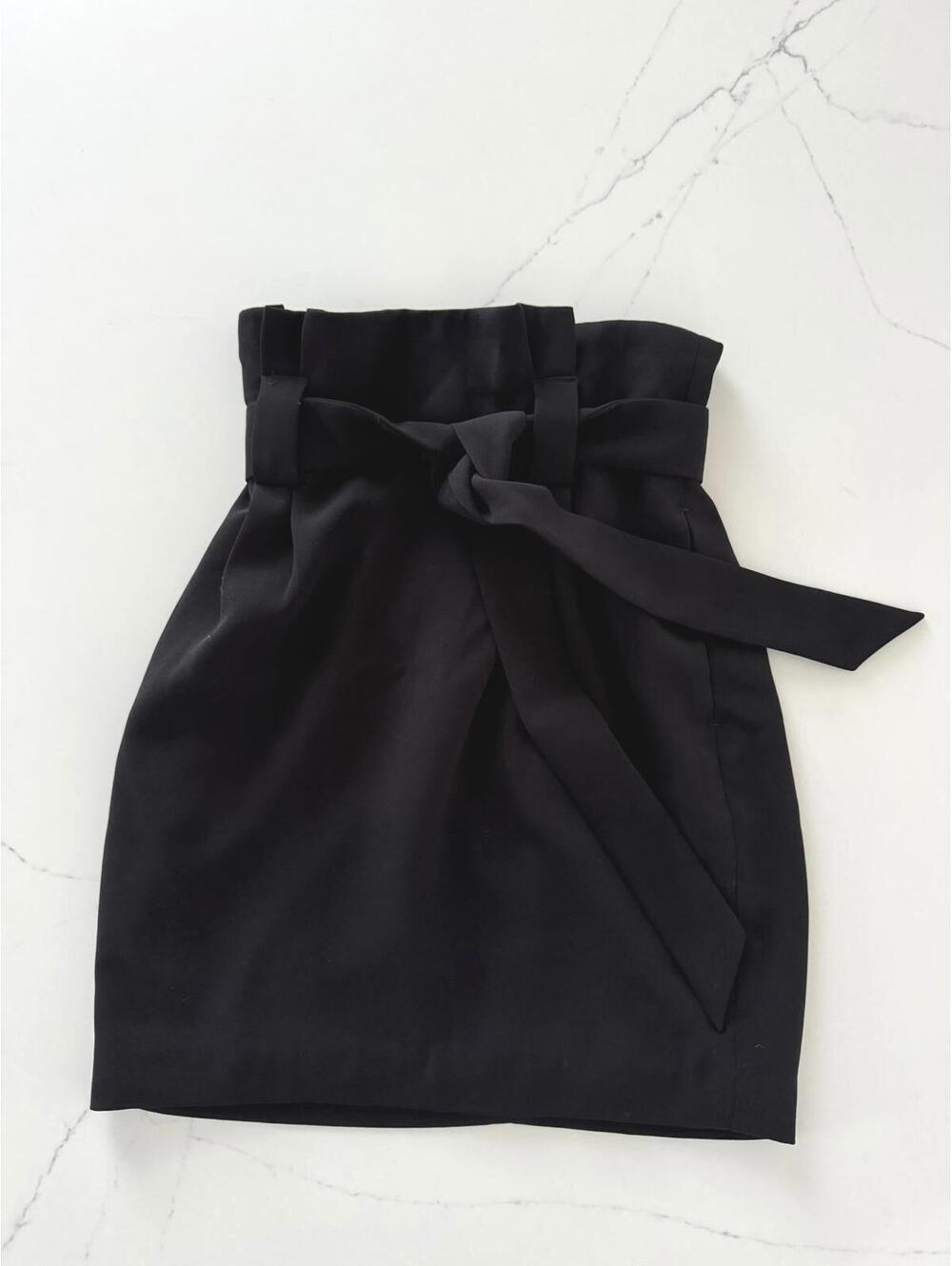 Express Black Paperbag Waist Tie Belt Skirt Size 00